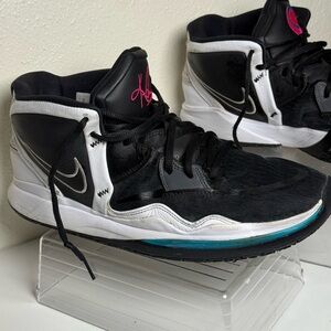 Nike Black and White Sneakers with Pink and Blue Accents